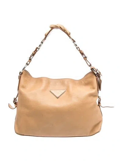 Pre-owned Prada Signature Hobo Vintage In Neutral