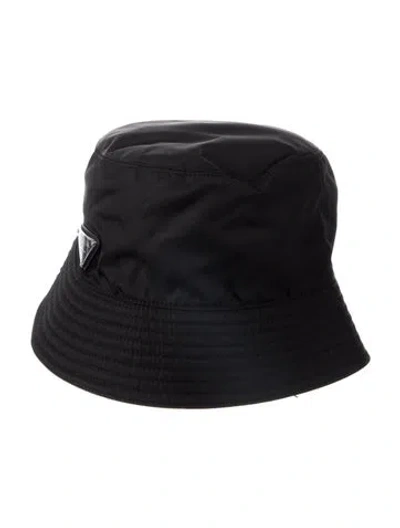 Pre-owned Prada Signature Logo Bucket Hat In Black