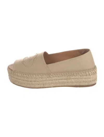 Pre-owned Prada Signature Logo Canvas Espadrilles In Neutral