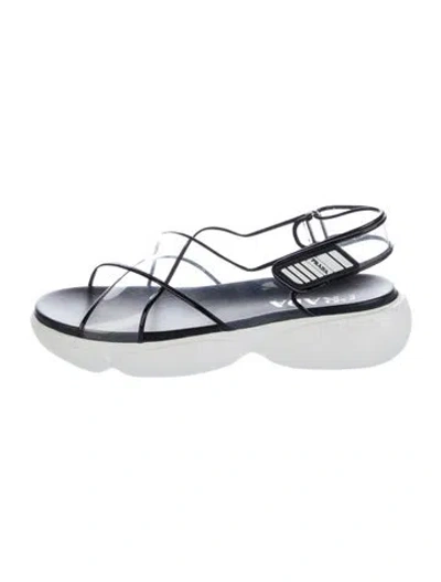 Pre-owned Prada Signature Logo Cutout Accent Sandals In White