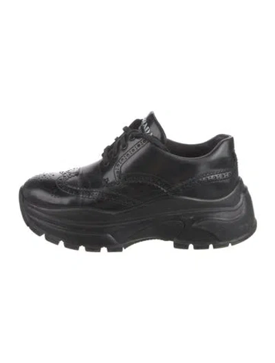 Pre-owned Prada Signature Logo Leather Chunky Sneakers In Black
