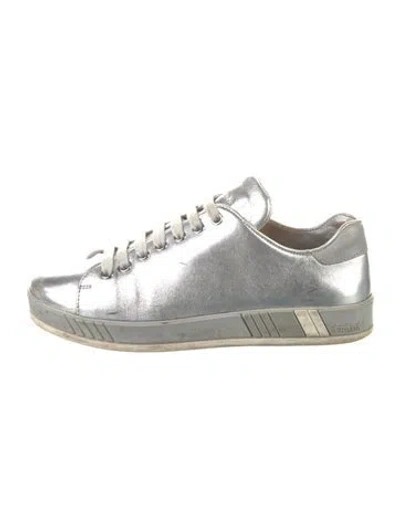 Pre-owned Prada Signature Logo Leather Sneakers