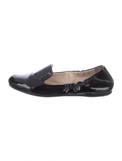 Pre-owned Prada Signature Logo Patent Leather Loafers In Black