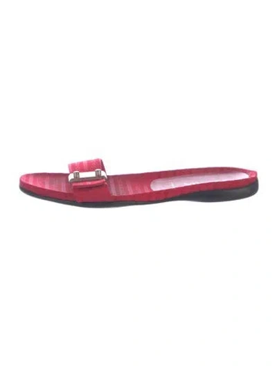 Pre-owned Prada Signature Logo Slides In Red