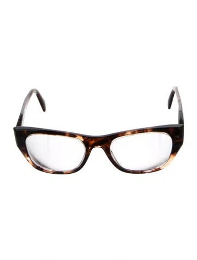 Pre-owned Prada Signature Logo Square Eyeglasses In Brown