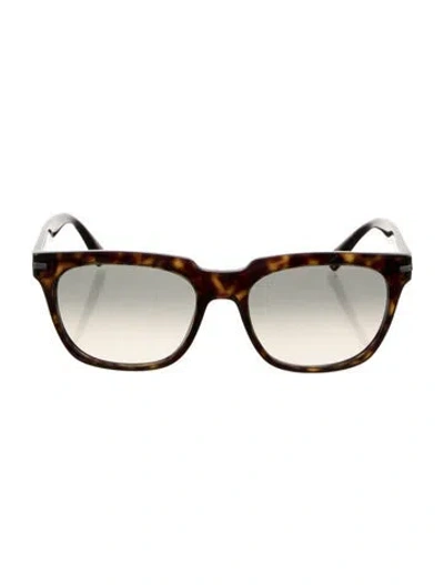Pre-owned Prada Signature Logo Square Sunglasses In Brown/silver