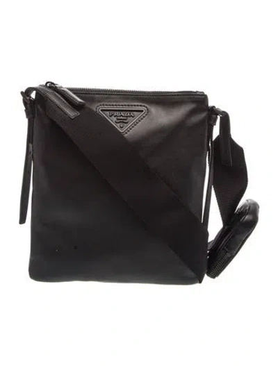 Pre-owned Prada Signature Messenger Bag In Blac