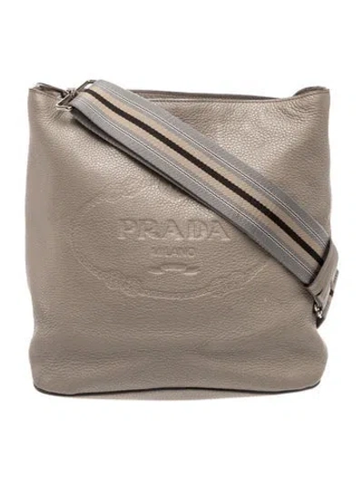 Pre-owned Prada Signature Messenger Bag In Grey