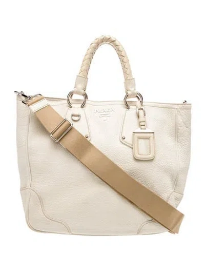 Pre-owned Prada Signature Messenger Bag In Neutral