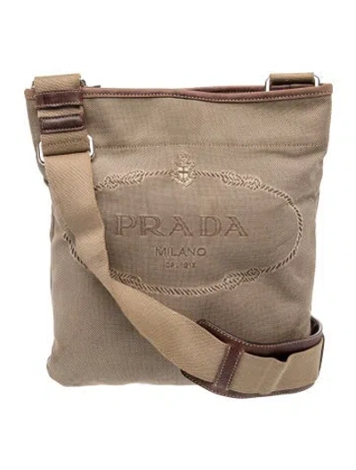 Pre-owned Prada Signature Messenger Bag In Neutral