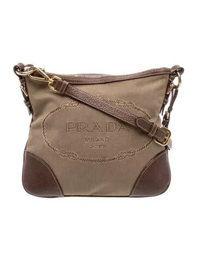 Pre-owned Prada Signature Messenger Bag In Neutral