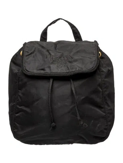 Pre-owned Prada Signature Nylon Backpack Vintage In Black