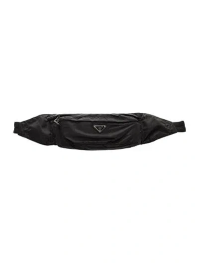Pre-owned Prada Signature Nylon Belt Bag In Black