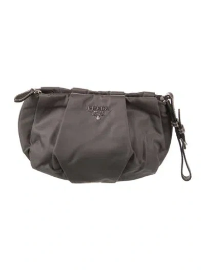 Pre-owned Prada Signature Pouch In Gray