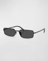 Prada Tinted Rectangle-frame Sunglasses In Black