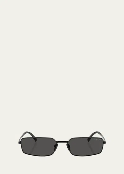 PRADA SIGNATURE STEEL & PLASTIC RECTANGLE SUNGLASSES