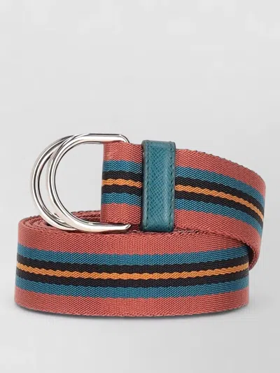 Prada Signature Striped Calf Leather Adjustable Belt In Multi