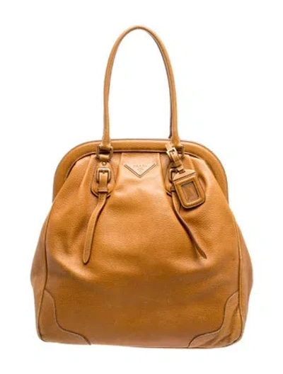 Pre-owned Prada Signature Top Handle Bag In Brown