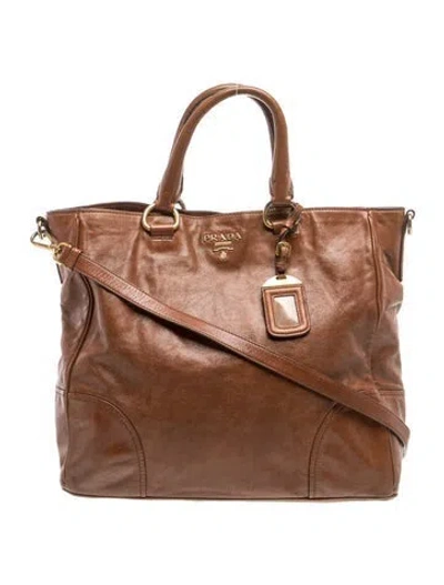 Pre-owned Prada Signature Top Handle Bag In Brown