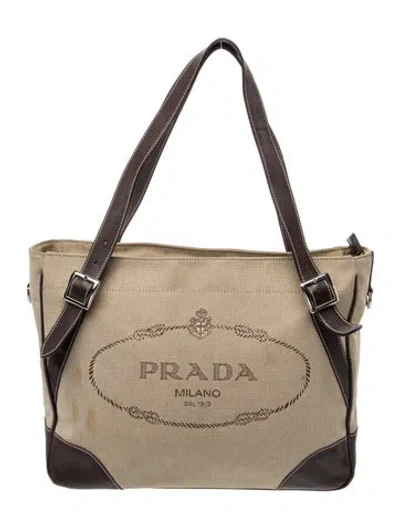 Pre-owned Prada Signature Tote In Brown