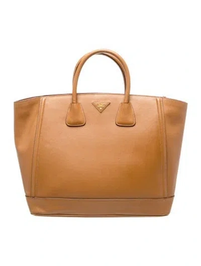 Pre-owned Prada Signature Tote In Brown