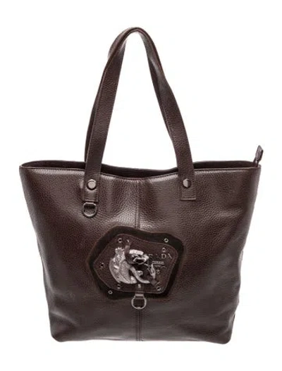 Pre-owned Prada Signature Tote In Brown