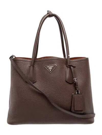 Pre-owned Prada Signature Tote Medium In Brown