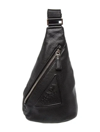 Pre-owned Prada Signature Triangle In Black