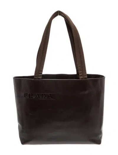Pre-owned Prada Signature Vintage Leather Bag Small In Brown