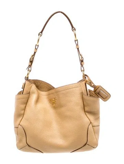 Pre-owned Prada Signature Vitello Daino Leather Pocket Tote Bag In Neutral
