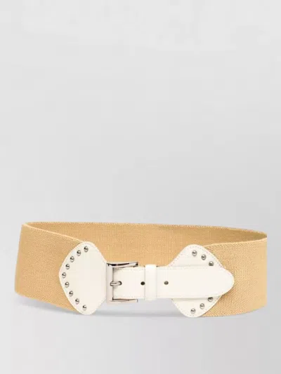 Prada Signature Waist Belt Leather Cotton Blend In Neutral