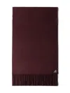 Prada Mens Burgundy Logo-plaque Fringed-trim Silk And Cashmere-blend Scarf In Burgundy