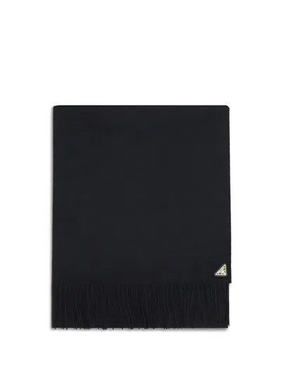Prada Silk And Cashmere Scarf In Black
