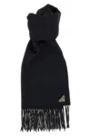 Prada Silk And Cashmere Scarf In Black