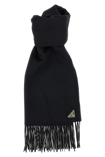 Prada Silk And Cashmere Scarf In Black