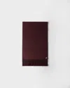 Prada Mens Burgundy Logo-plaque Fringed-trim Silk And Cashmere-blend Scarf In Burgundy