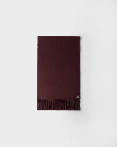 Prada Silk And Cashmere Scarf In Burgundy