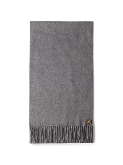 Prada Silk And Cashmere Scarf In Gray