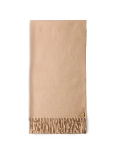 Prada Silk And Cashmere Scarf In Nude