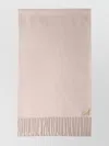 Prada Silk And Cashmere Scarf With Fringed Edges In Pink
