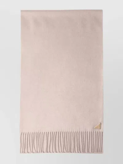 PRADA SILK AND CASHMERE SCARF WITH FRINGED EDGES