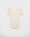Prada Silk-cotton Short-sleeve Sweater In Neutral