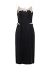 Prada Silk Evening Dress With Lace Detailing In Black