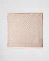 Prada Jacquard Silk Scarf 55x55 In Camel Beige/chalk White