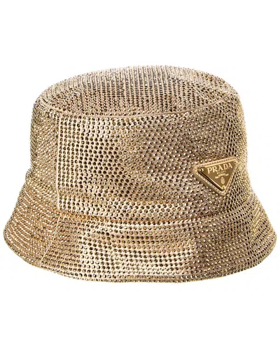 Prada Silk-blend Bucket Hat In Gold