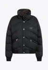 Prada Padded High Collar Coat With Zippered Pockets In Black