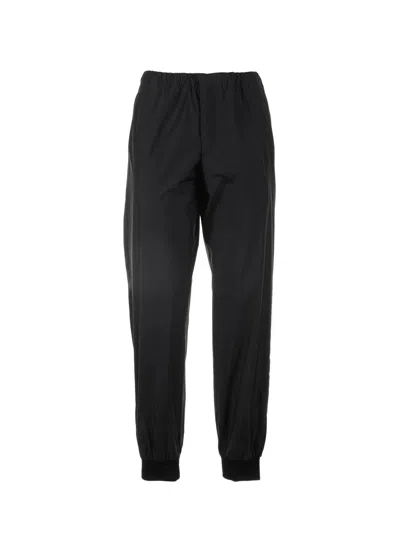 Prada Silk Blend Trousers In Nero