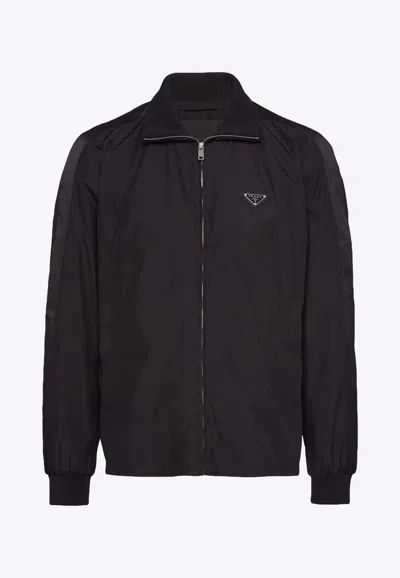 PRADA SILK-BLEND ZIP-UP JACKET