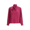Prada Crepe Grape Blouse Bow Detail