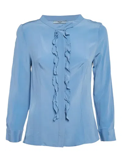 Pre-owned Prada Silk Blouse In Blue